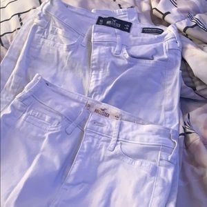 White Hollister Ripped Super Skinny Jeans